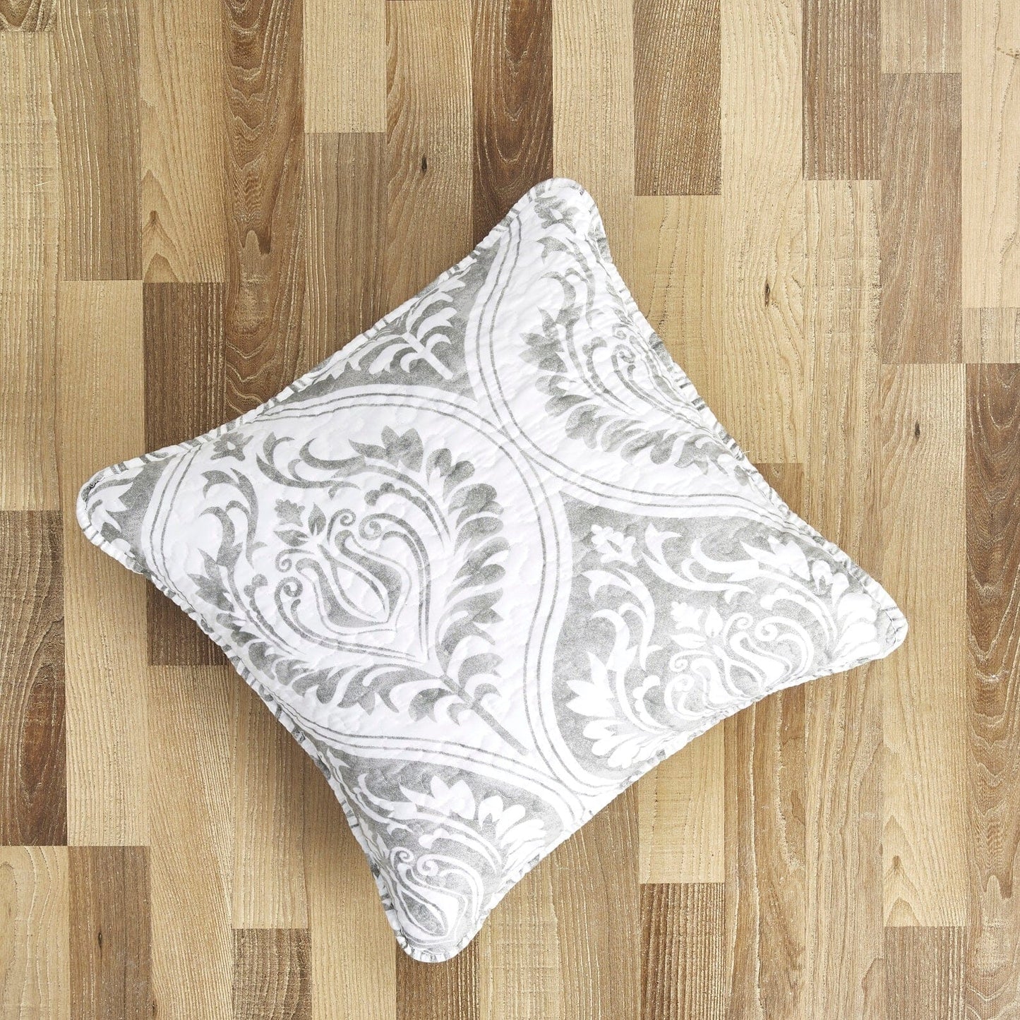 Tache Paisley Damask Matelasse Austere Grey Moon Sky Cushion Cover / Euro Sham (TB300-199) - - Euro Sham / Cushion Cover