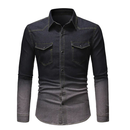 Men's Gradient Denim Long Sleeve Shirt - Kia Day Design