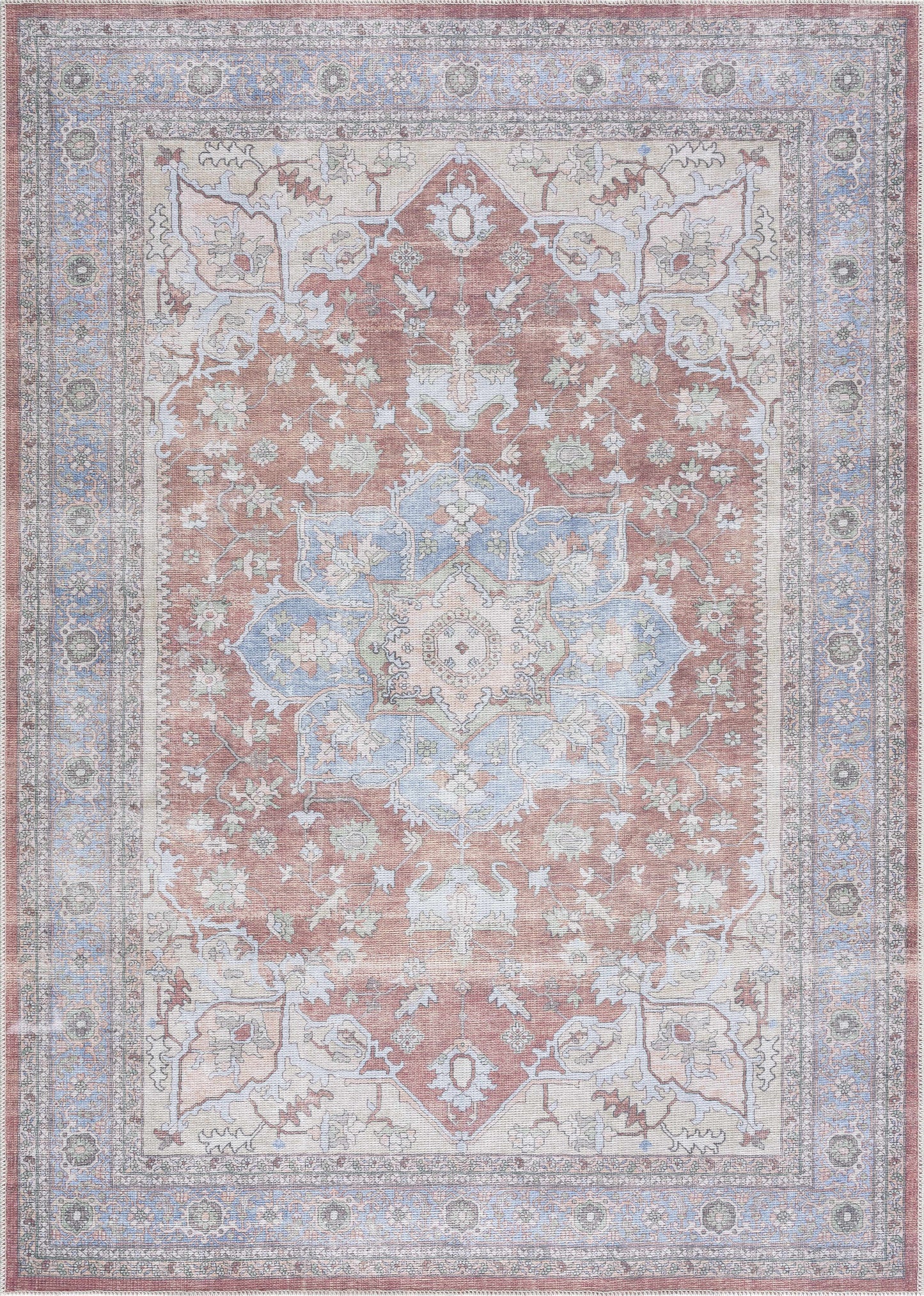 Brown Bagamanoc Medallion Washable Area Rug - - Rugs