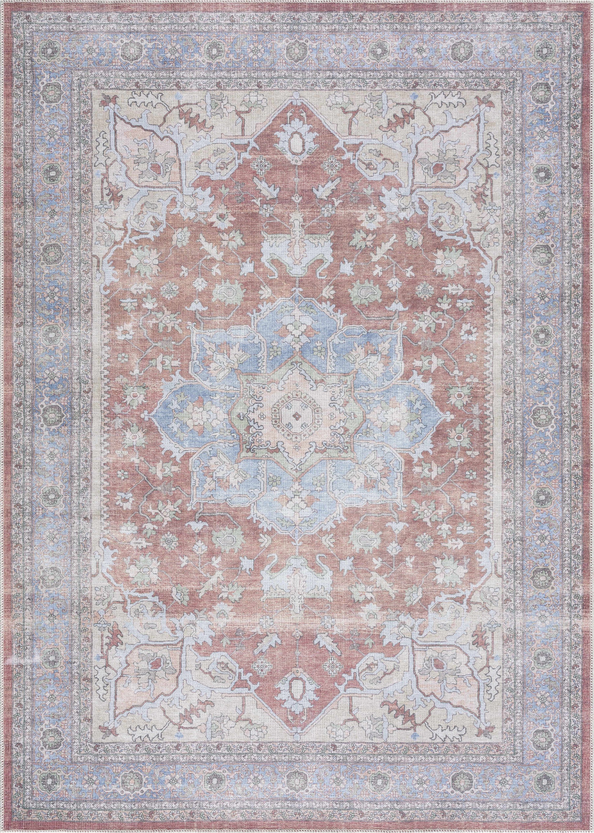 Brown Bagamanoc Medallion Washable Area Rug - - Rugs
