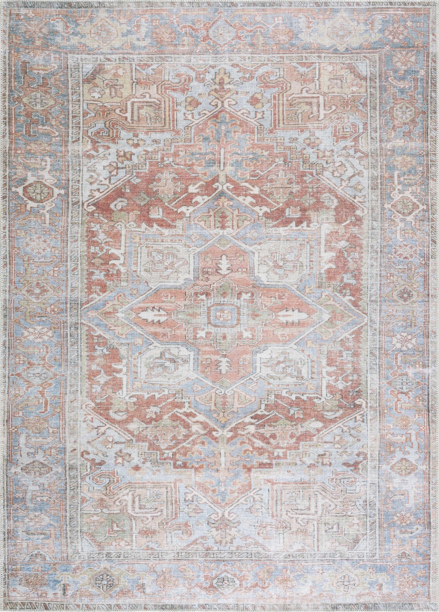 Maayon Medallion Rust Washable Area Rug - - Rugs