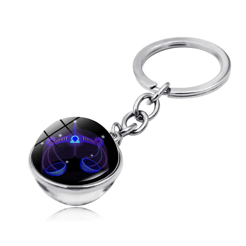 Zodiac Gemstone Double-Sided Glass Keychain - Libra - keychain