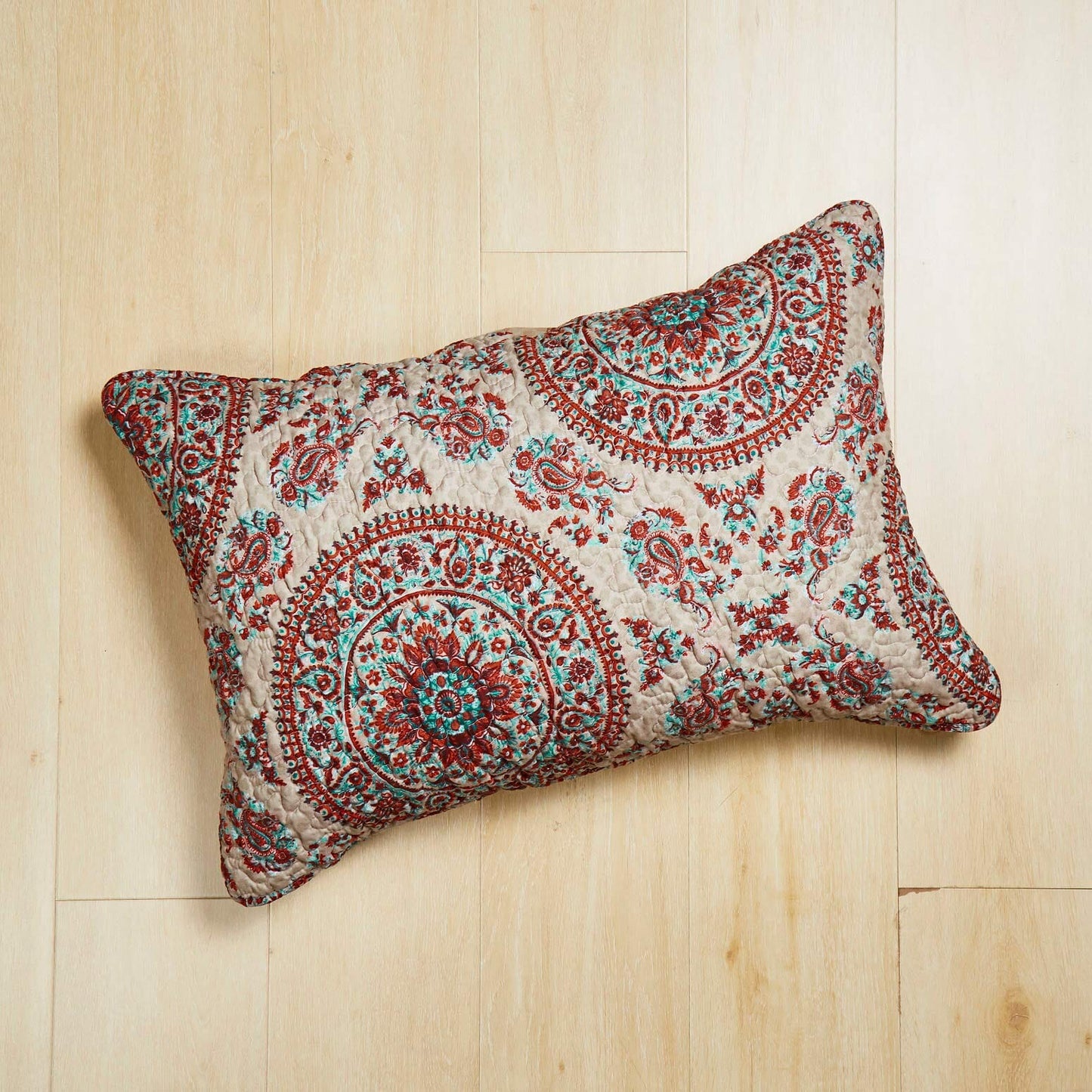 Tache Bohemian Desert Medallion Boteh Paisley Taupe Quilted Pillow Shams (TJ3502) - - Pillow Sham