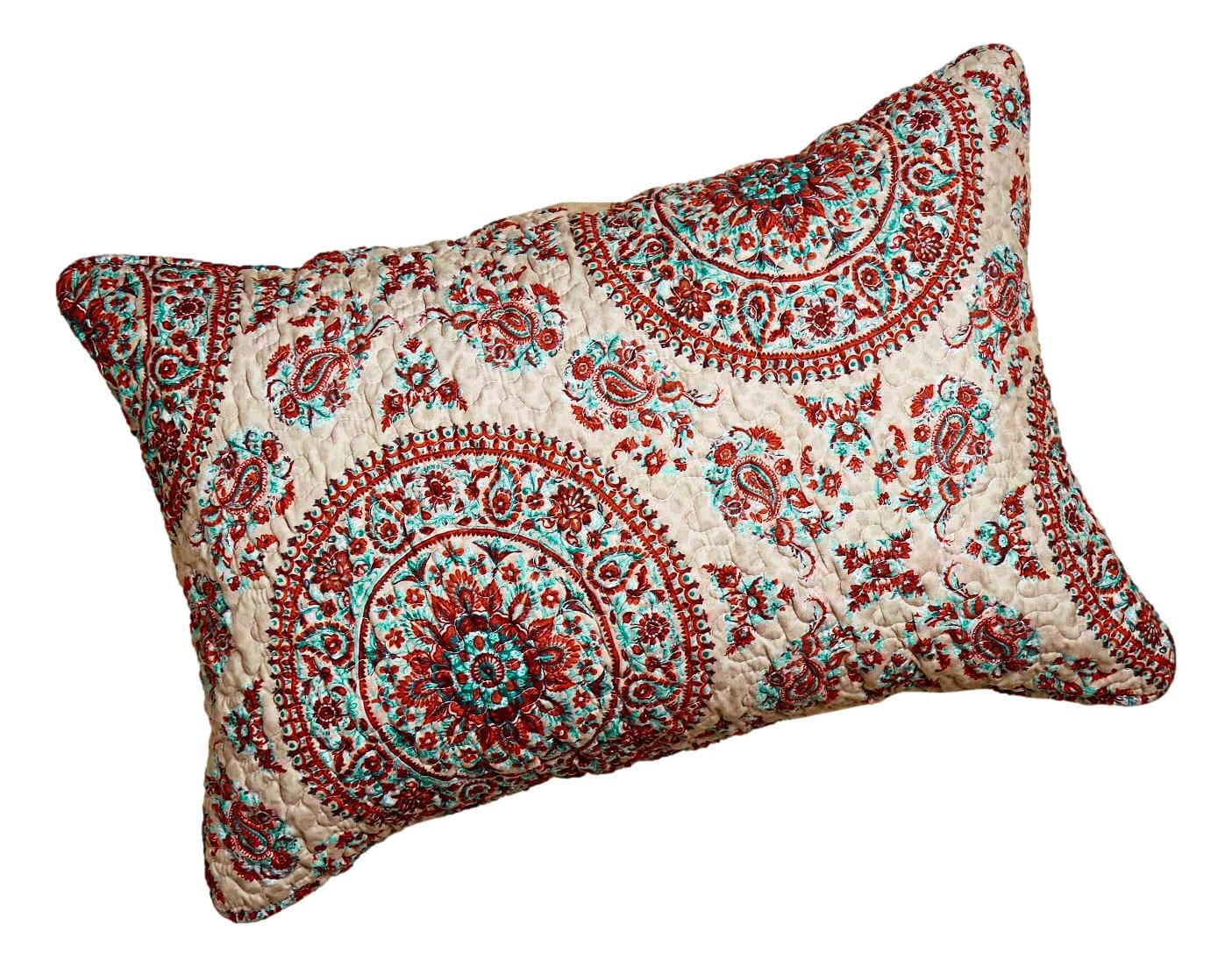 Tache Bohemian Desert Medallion Boteh Paisley Taupe Quilted Pillow Shams (TJ3502) - - Pillow Sham