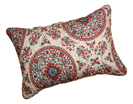 Tache Bohemian Desert Medallion Boteh Paisley Taupe Quilted Pillow Shams - - Pillow Sham