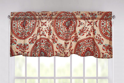 Tache Bohemian Desert Medallion Boteh Paisley Taupe Window Valance (TJ3502) - - Valance