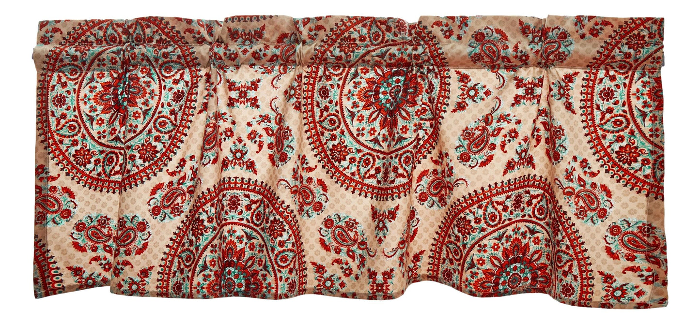 Tache Bohemian Desert Medallion Boteh Paisley Taupe Window Valance (TJ3502) - - Valance