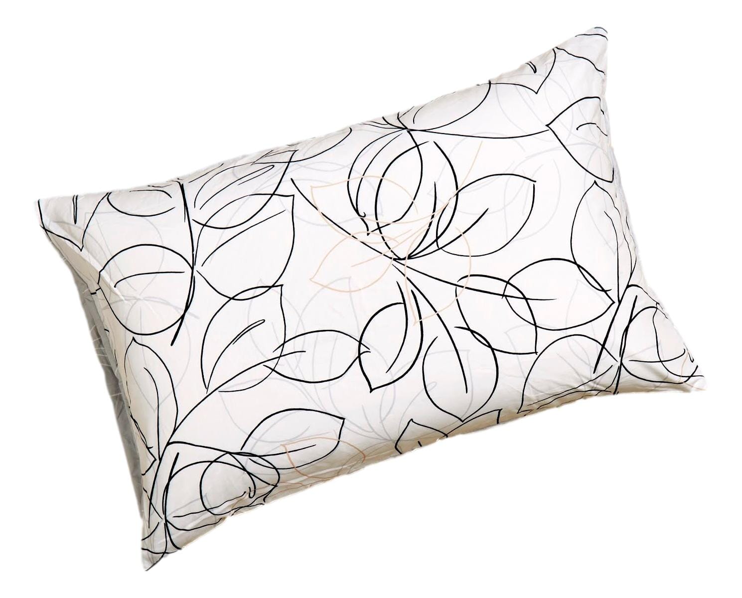 Tache Modern Abstract Leaf Line Art Foliage White Grey Black Gold Pillowcases (TJ3571) - - Pillowcase
