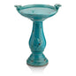 Outdoor Turquoise Blue Ceramic Birdbath - - Outdoor > Outdoor Decor > Bird Baths