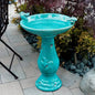 Outdoor Turquoise Blue Ceramic Birdbath - - Outdoor > Outdoor Decor > Bird Baths