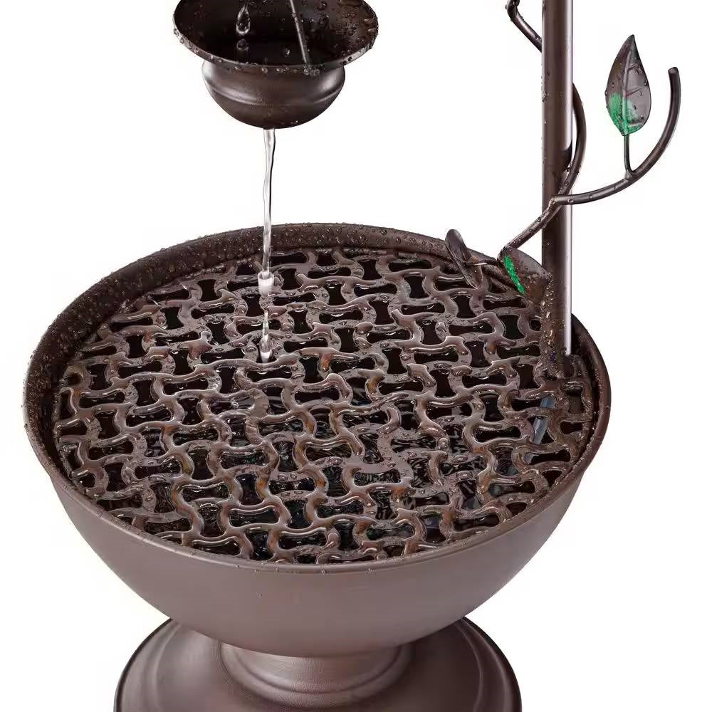Outdoor Indoor 6-Tier Hanging Cups Water Fountain in Bronze Finish - - Outdoor > Outdoor Decor > Outdoor Fountains