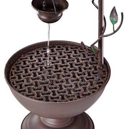 Outdoor Indoor 6-Tier Hanging Cups Water Fountain in Bronze Finish - - Outdoor > Outdoor Decor > Outdoor Fountains