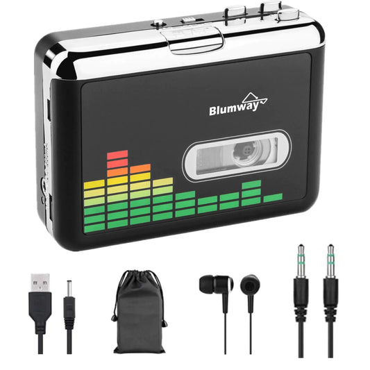 BlumWay USB Cassette to MP3 Converter Portable Walkman Cassette Tape Player to MP3 Digital Converter Audio Music Player Cassette Recorder with Earphone No Need Computer - Kia Day Design