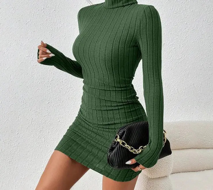 Turtleneck Slim Fit Knitted Dress - Kia Day Design