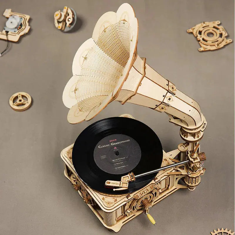 DIY Wooden Mechanical Phonograph Puzzle Kia Day Design