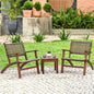 Solid Wood and Rattan 3-Piece Outdoor Patio Furniture Table Chairs Set - - Outdoor > Outdoor Furniture > Patio Furniture Sets