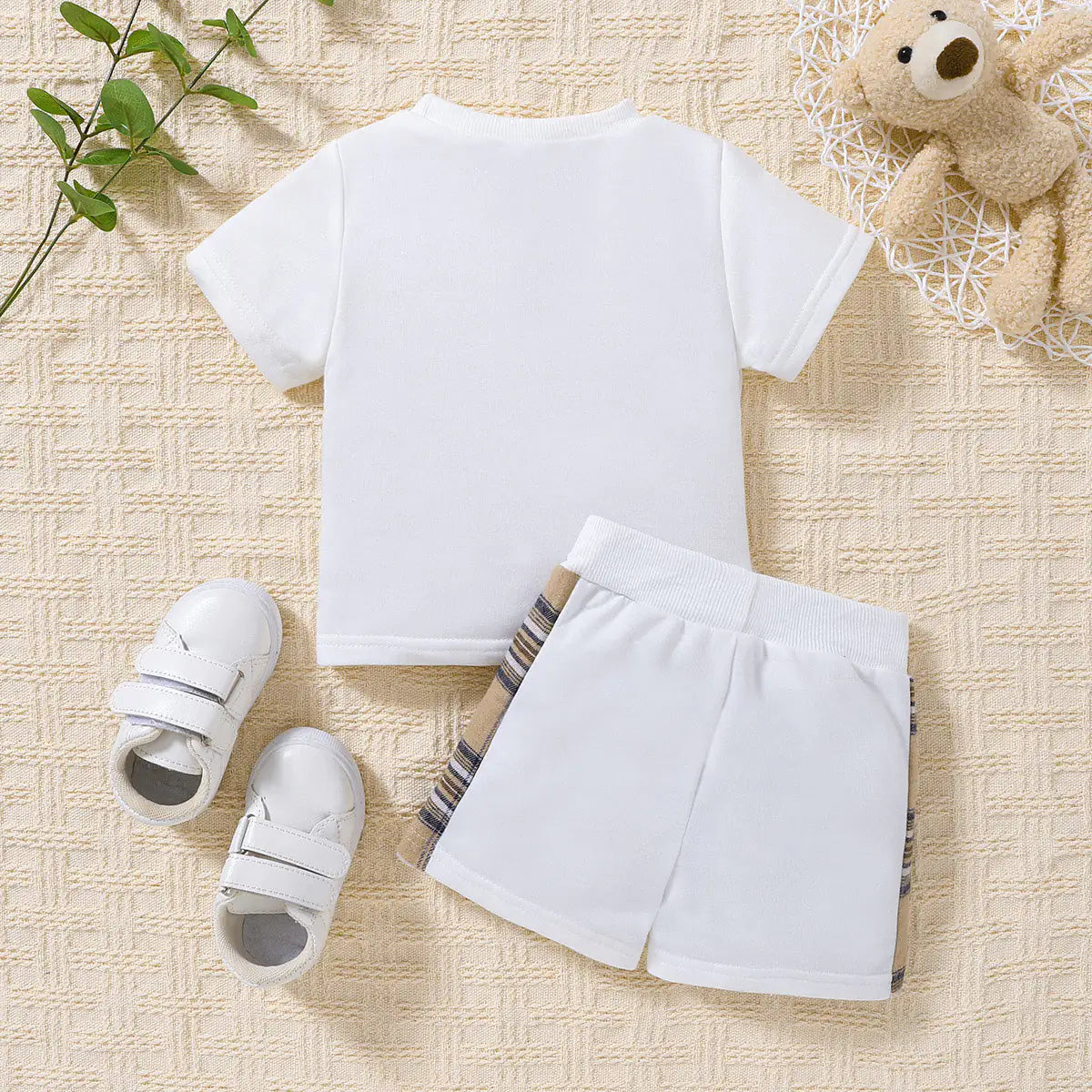 Baby Bear Graphic Round Neck Tee Set