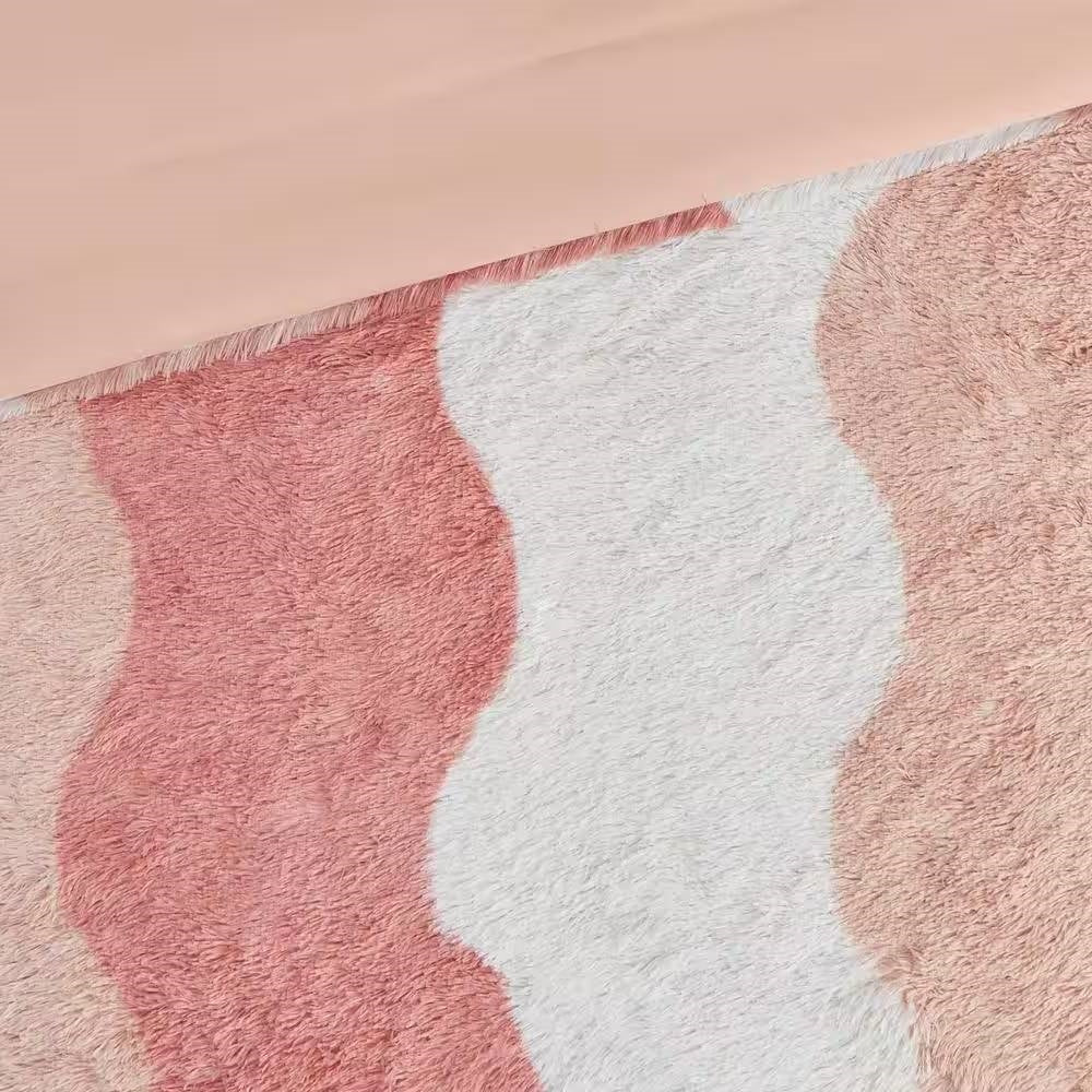 Twin/Twin XL Pink Blush White Reversible Soft Sherpa Faux Fur 2-PC Comforter Set - - Bedroom > Comforters and Sets