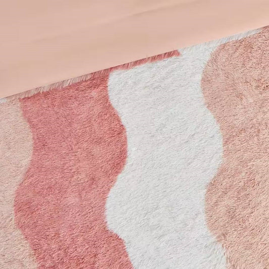 Twin/Twin XL Pink Blush White Reversible Soft Sherpa Faux Fur 2-PC Comforter Set - - Bedroom > Comforters and Sets
