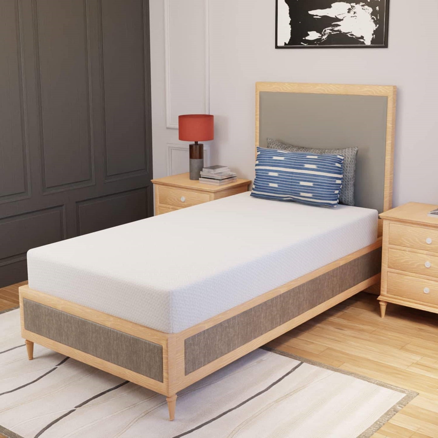 Twin size 8-inch Thick Medium Firm Cool Gel Memory Foam Mattress - - Bedroom > Mattresses