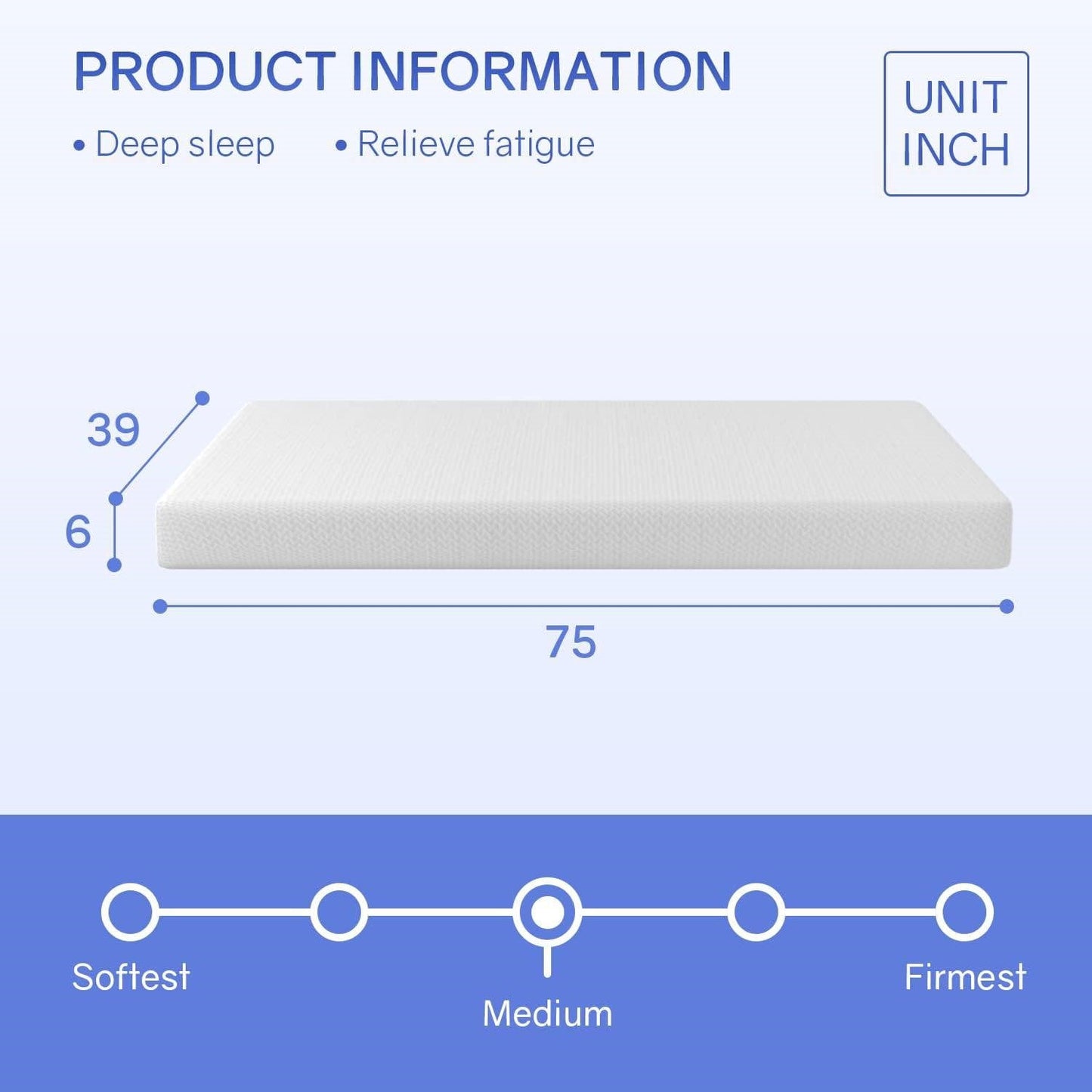 Twin size 6-inch Thick Medium Firm Cool Gel Memory Foam Mattress - - Bedroom > Mattresses