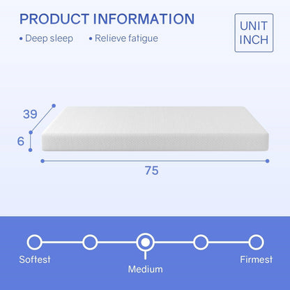 Twin size 6-inch Thick Medium Firm Cool Gel Memory Foam Mattress - - Bedroom > Mattresses