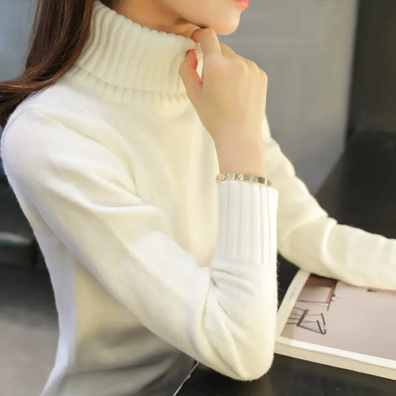Long Sleeve Slim Fit Knitted Turtleneck Sweater - Kia Day Design