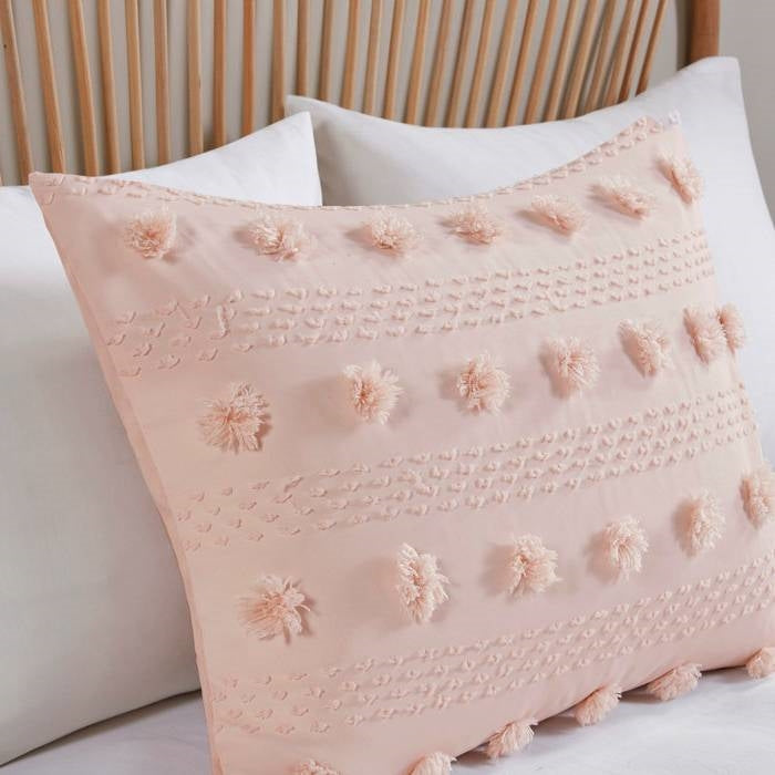 Twin/Twin XL 2-Piece Pink Pompom Hypoallergenic Microfiber Comforter Set - - Bedroom > Comforters and Sets