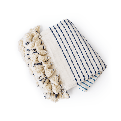 Pompom Beach Towel - Blue - Towel