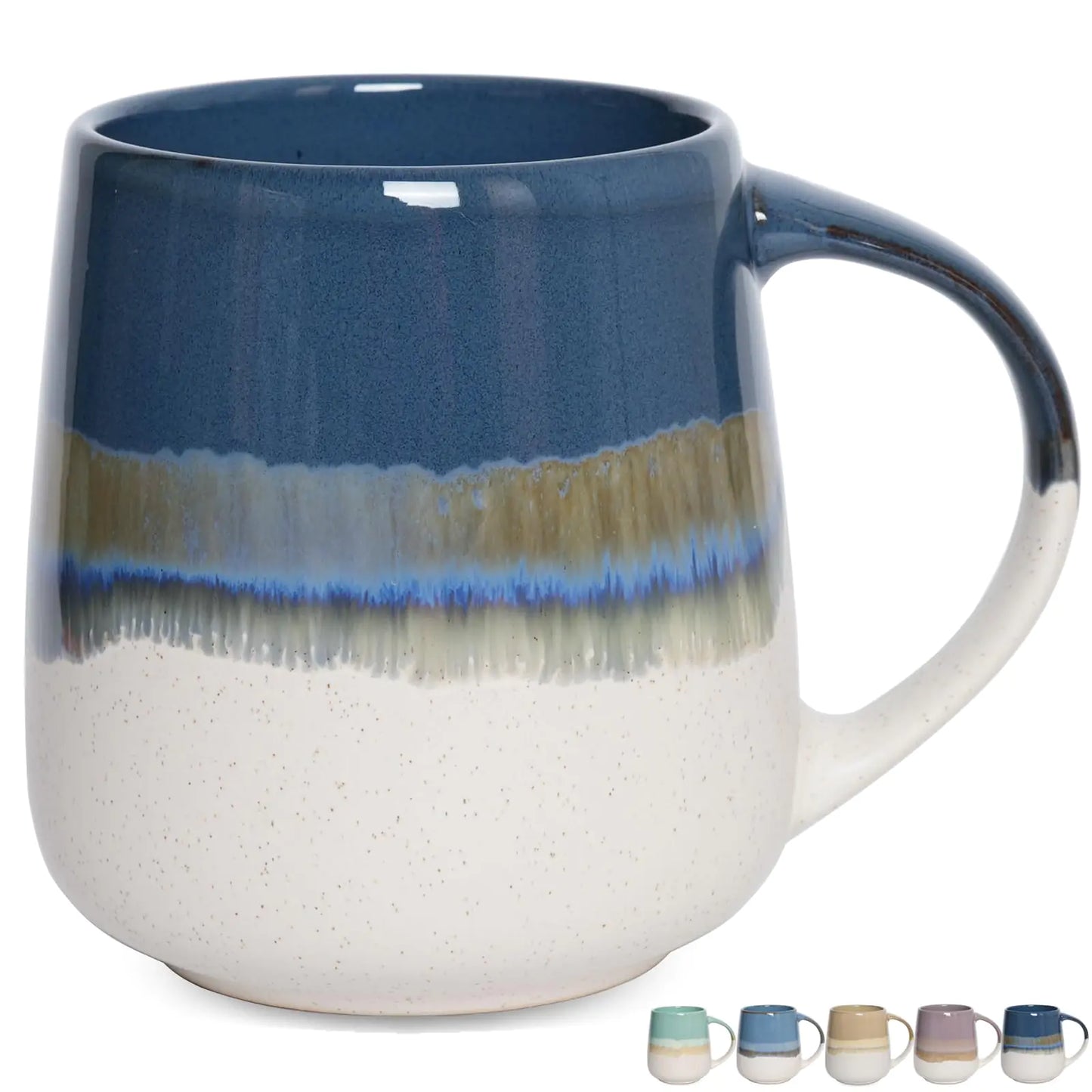 Bosmarlin Extra Large Ceramic Coffee Mug 23 Oz Dishwasher and Microwave Safe Oversized Big Tea Cup for Office and Home (Deep Blue)