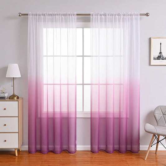 Sheer White Ombre Extended Curtain Panel - Purple 100*250cm - curtains