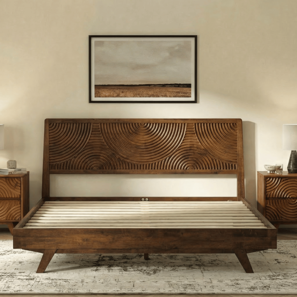 Harmony Solid Wood Bed Frame - Walnut - Bed Frame