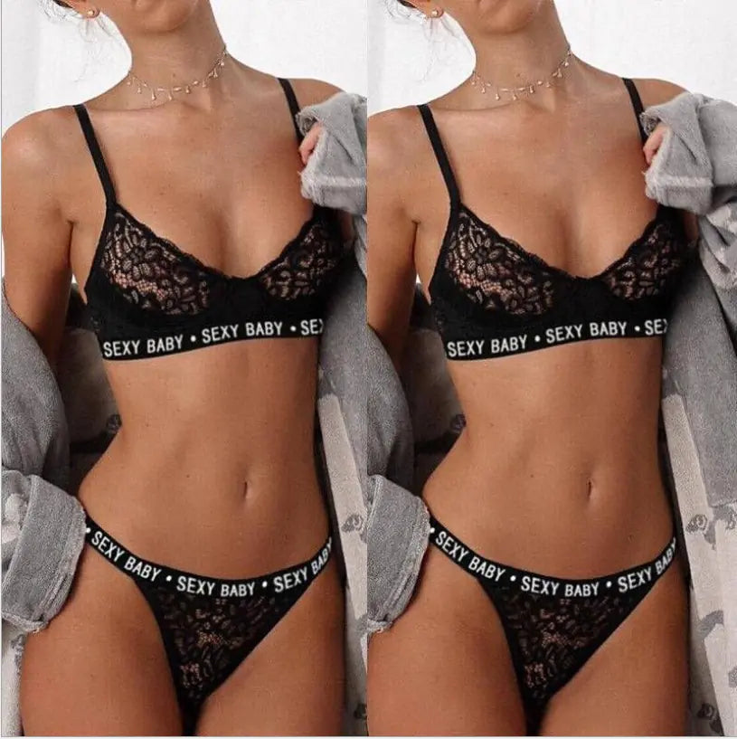 Lace Bondage Lingerie Set - - bra set