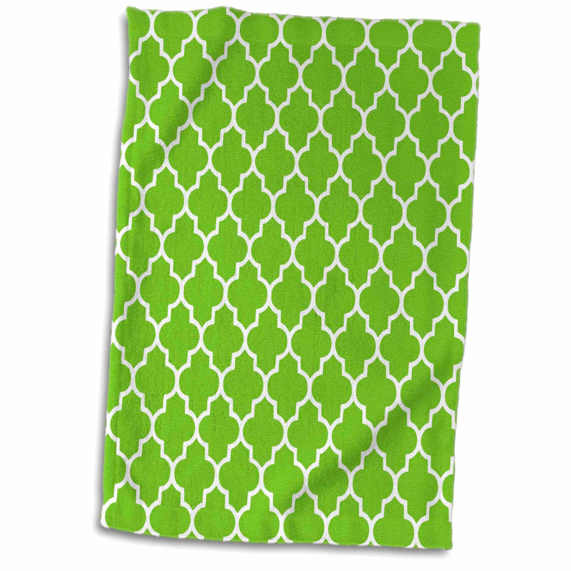 3dRose Bright Green Quatrefoil Pattern Lime Moroccan Tiles Retro Islamic Art... - Towels (twl-120258)- 3dRose- {{Product type}}