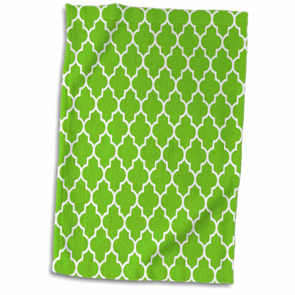 3dRose Bright Green Quatrefoil Pattern Lime Moroccan Tiles Retro Islamic Art... - Towels (twl-120258)- 3dRose- {{Product type}}