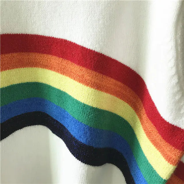 Rainbow Pattern Knitted Sweater in Slim Fit Design - Kia Day Design