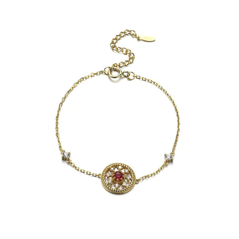 Vintage Ruby Bracelet with Natural Disc Design