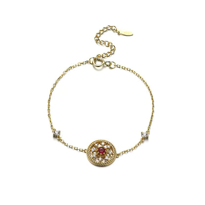 Vintage Ruby Bracelet with Natural Disc Design
