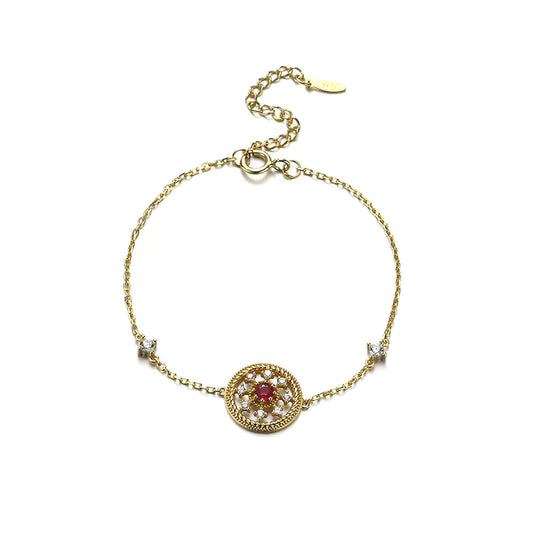 Vintage Ruby Bracelet with Natural Disc Design