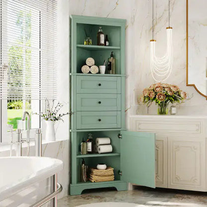 Green Triangular Tall Cabinet With 3 Drawers and Adjustable Shelves - Kia Day Design