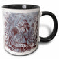 3dRose PS Vintage - Alice with Playing Cards Vintage Alice in Wonderland - Mugs (mug_110209) - 11oz Two-Tone Black Mug - Mug