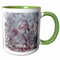 3dRose PS Vintage - Alice with Playing Cards Vintage Alice in Wonderland - Mugs (mug_110209) - 11oz Two-Tone Green Mug - Mug