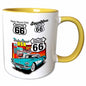 3dRose Signs - Route 66 - Mugs (mug_1010) - 15oz Two-Tone Yellow Mug - Mug