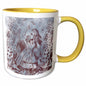 3dRose PS Vintage - Alice with Playing Cards Vintage Alice in Wonderland - Mugs (mug_110209) - 11oz Two-Tone Yellow Mug - Mug