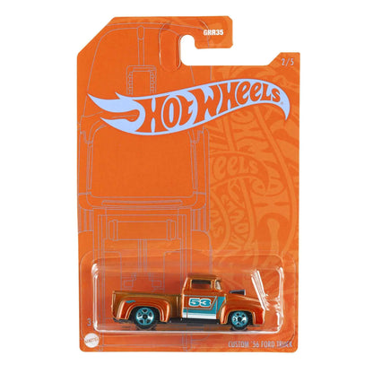 Hot Wheels Orange & Blue 53rd Anniversary Custom 56 Ford Truck - - toy car