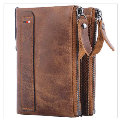 Men's Short Wallet - Anti-Theft Genuine Leather Design