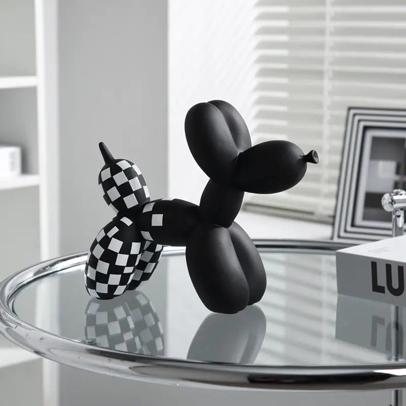 Checkerboard Balloon Dog Sculpture