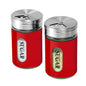 Red Stainless Steel and Glass Sugar Shaker Duster Set with Adjustable Pour Holes - Red - shakers