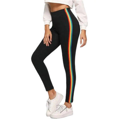 Slim Fit Nine-Point Pants with Rainbow Stripes Kia Day Design