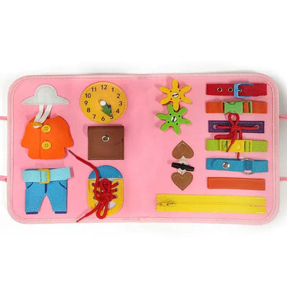 Toddlers Montessori Educational Busy Board 2 Pages Pink